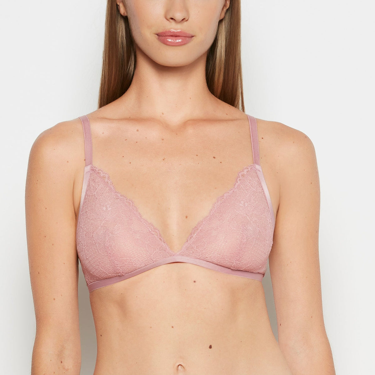 Lace Bralette in Sheer Mauve