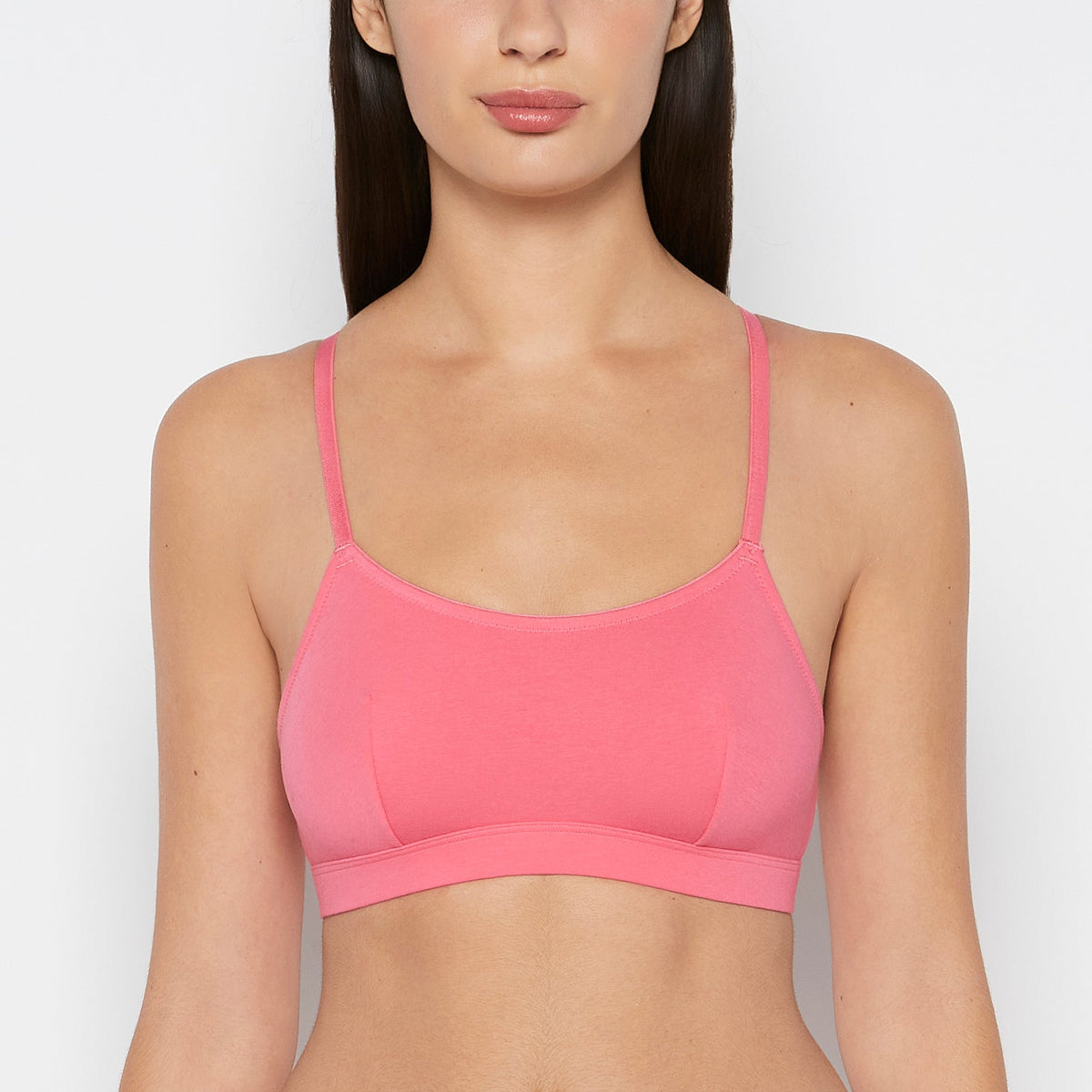 Cotton Scoop Bralette in Hot Pink