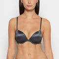 Micro cup push up bra with Reverie Lace Wing in Ebony