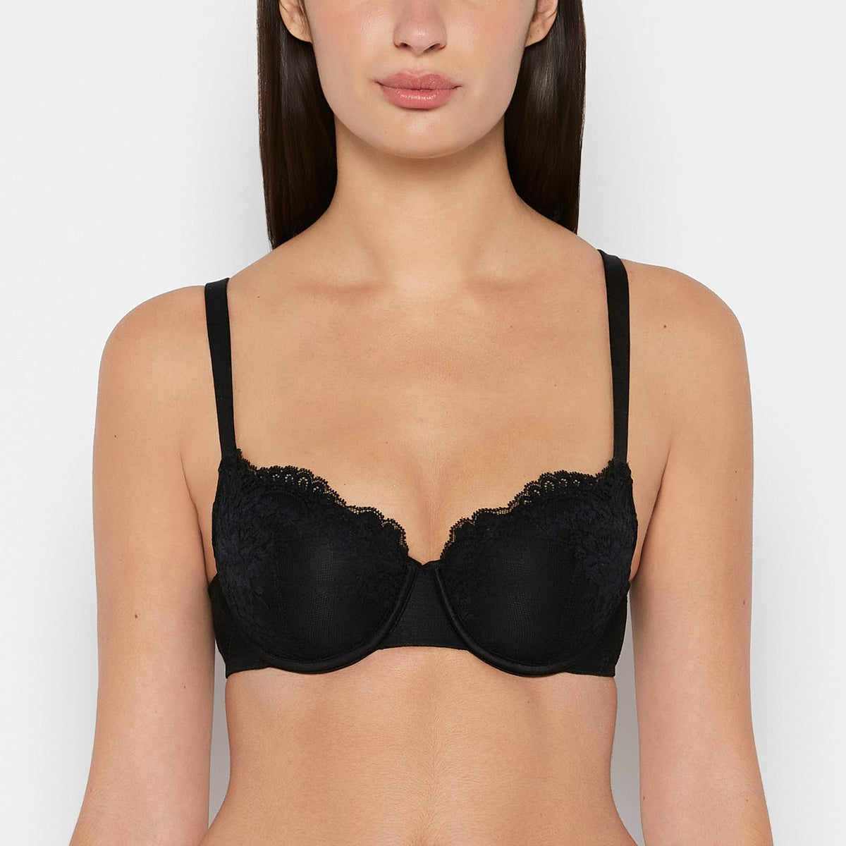 Lightly Lined Balconette Bra in Tuxedo Black