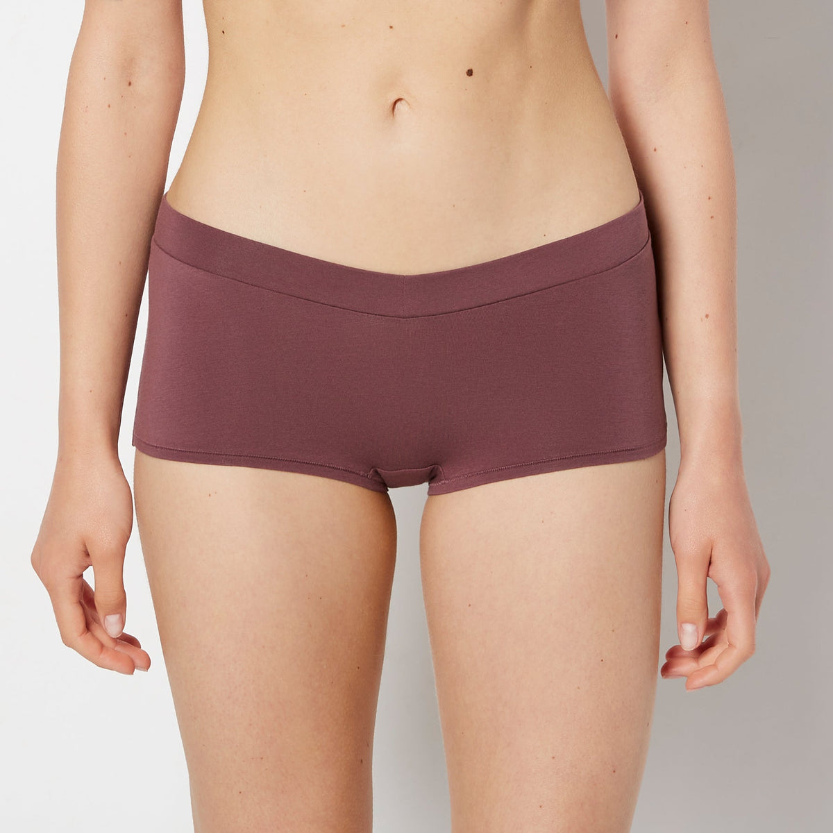 Boyshort Wide Waist Cotton Panty in Plum Wine
