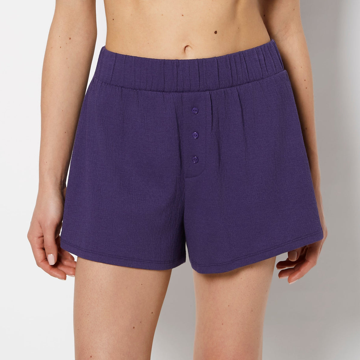 Casual Sleep Textured Knit Boxer Short in Mulberry Purple